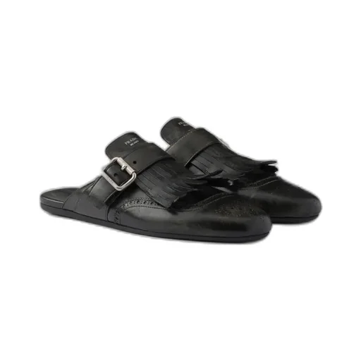 Shuffle Fringed Leather Mules