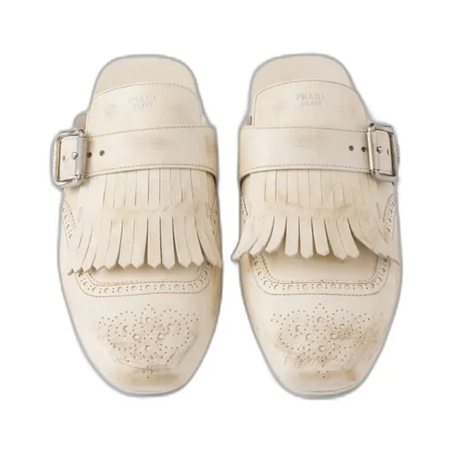 Shuffle Fringed Leather Mules