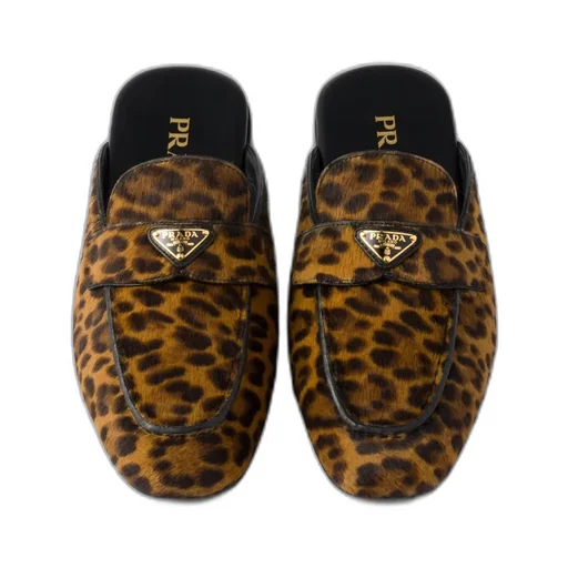 Leopard-Print Leather Mules
