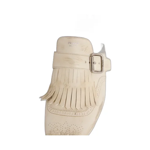 Shuffle Fringed Leather Mules