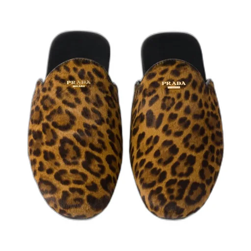 Leopard-Print Leather Mules