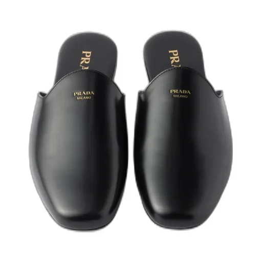 Brushed Leather And Shearling Mules