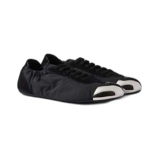 Collapse Re-Nylon And Suede Sneakers With Metal Toecap