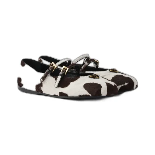 Printed Leather Ballerinas