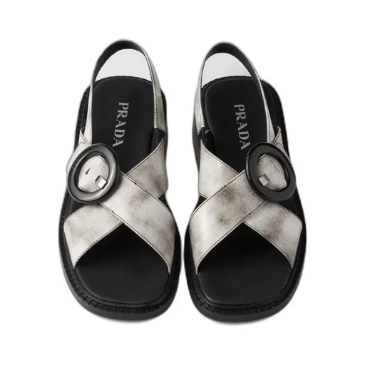 Brushed Leather Sandals With Buckle