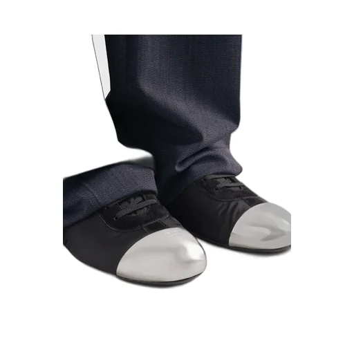 Collapse Re-Nylon And Suede Sneakers With Metal Toecap