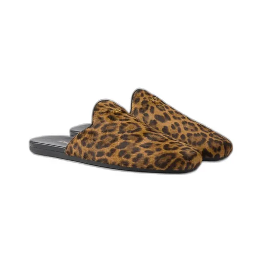 Leopard-Print Leather Mules