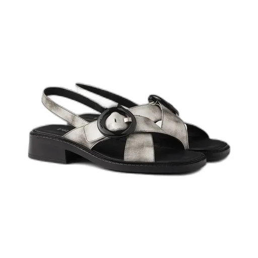 Brushed Leather Sandals With Buckle