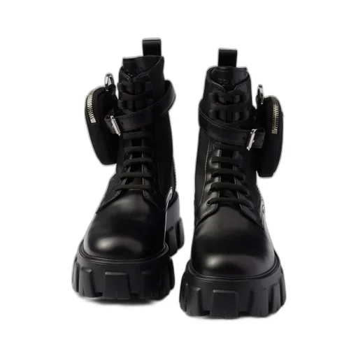 Monolith Leather And Re-Nylon Boots With Pouch