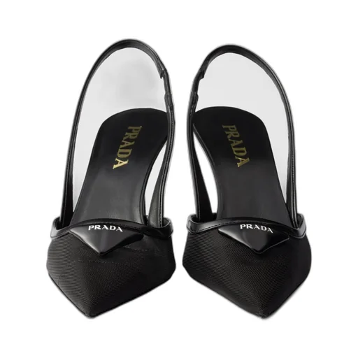 Mesh Fabric Slingback Pumps