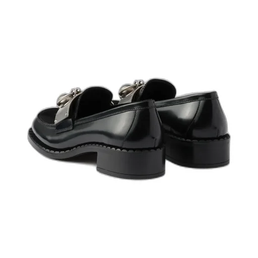 Brushed Leather Loafers With Metal Details