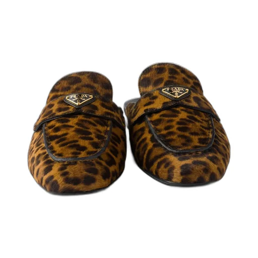 Leopard-Print Leather Mules