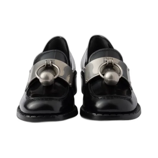Brushed Leather Loafers With Metal Details