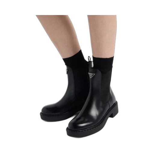 Brushed Leather Chelsea Booties