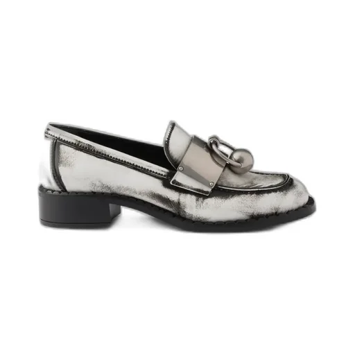 Brushed Leather Loafers With Metal Details