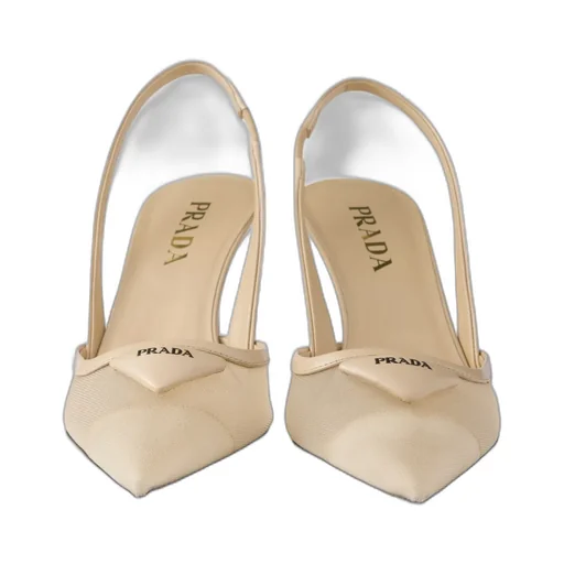 Mesh Fabric Slingback Pumps