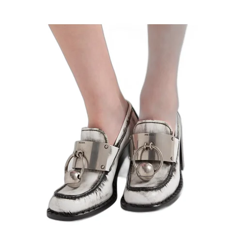 Brushed Leather Loafers With Metal Details