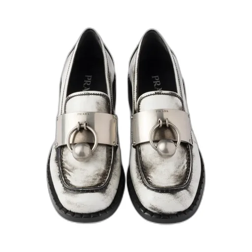 Brushed Leather Loafers With Metal Details