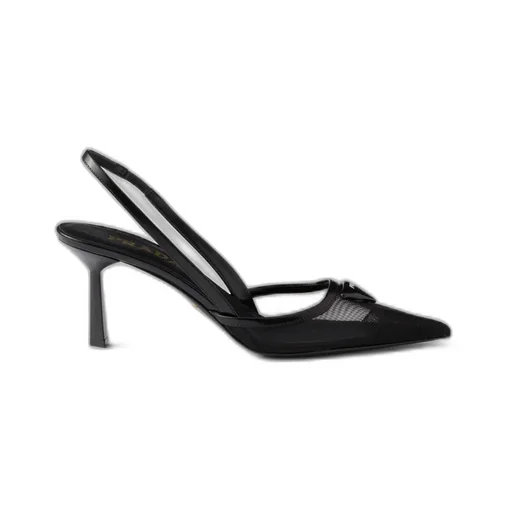 Mesh Fabric Slingback Pumps
