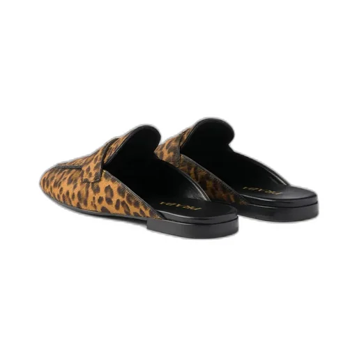 Leopard-Print Leather Mules