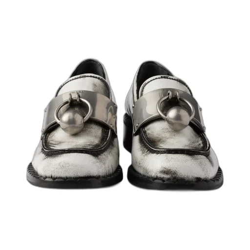 Brushed Leather Loafers With Metal Details