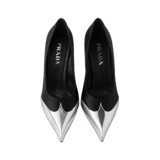 Satin And Metallic Leather Pumps