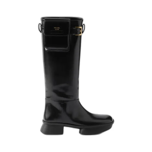 Brushed Leather Boots With Pouch