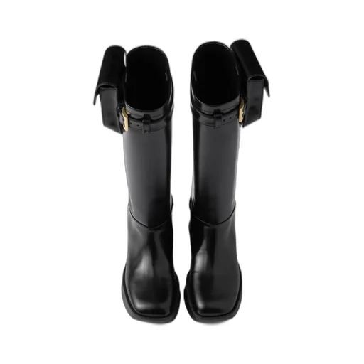 Brushed Leather Boots With Pouch
