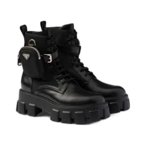 Monolith Leather And Re-Nylon Boots With Pouch