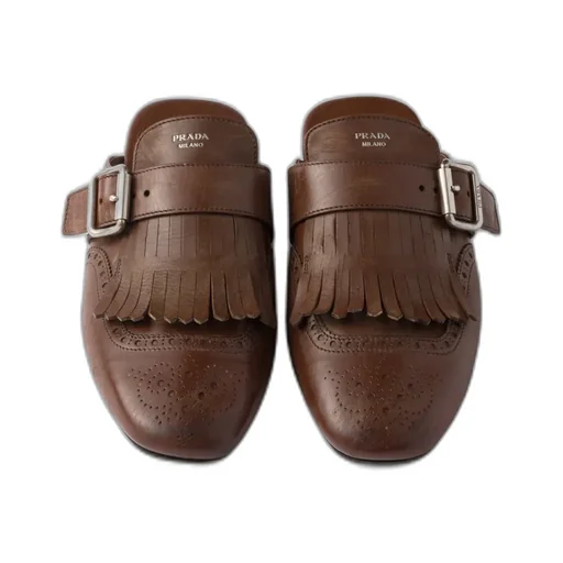 Shuffle Fringed Leather Mules