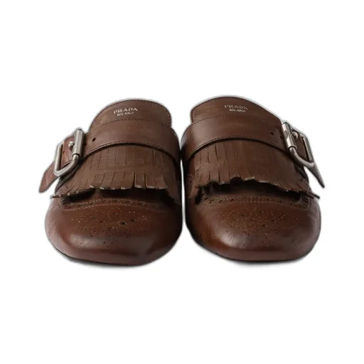 Shuffle Fringed Leather Mules