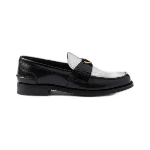 Two-Tone Brushed Leather Loafers