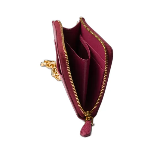 Small Saffiano Leather Zipper Wallet