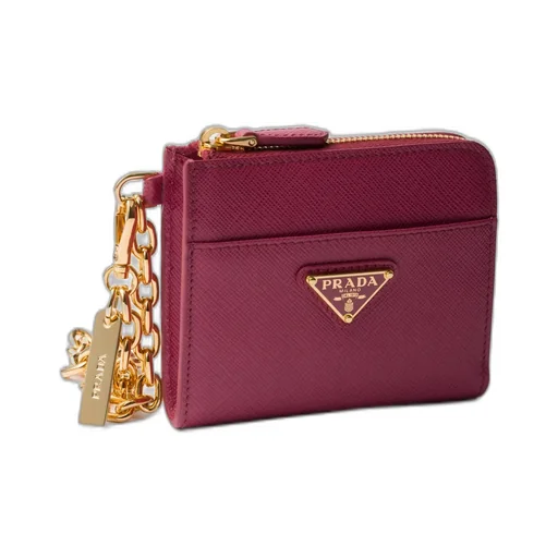 Small Saffiano Leather Zipper Wallet