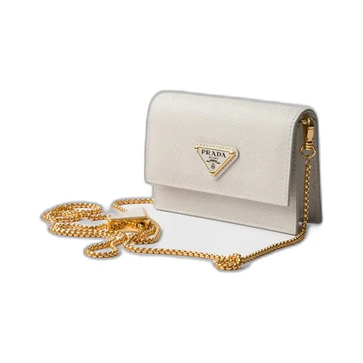 Saffiano Leather Card Holder With Shoulder Strap