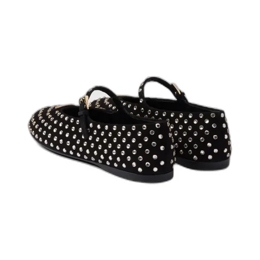 Suede Ballerinas With Crystals