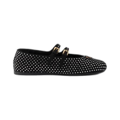 Suede Ballerinas With Crystals