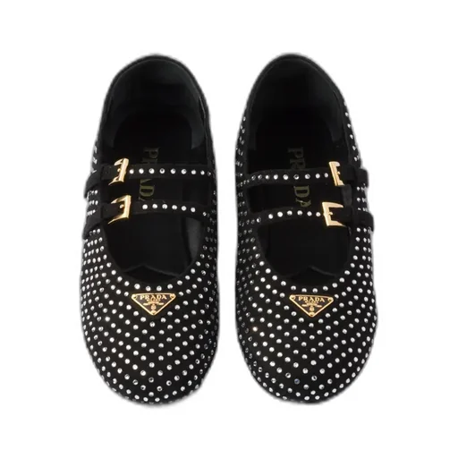 Suede Ballerinas With Crystals
