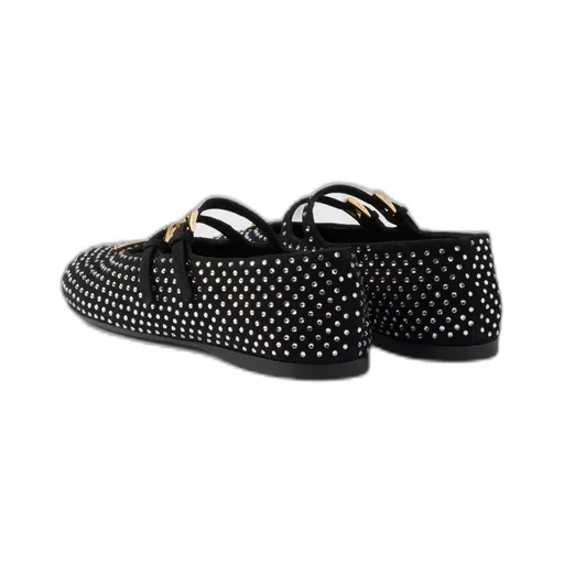 Suede Ballerinas With Crystals