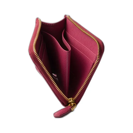 Small Saffiano Leather Zipper Wallet