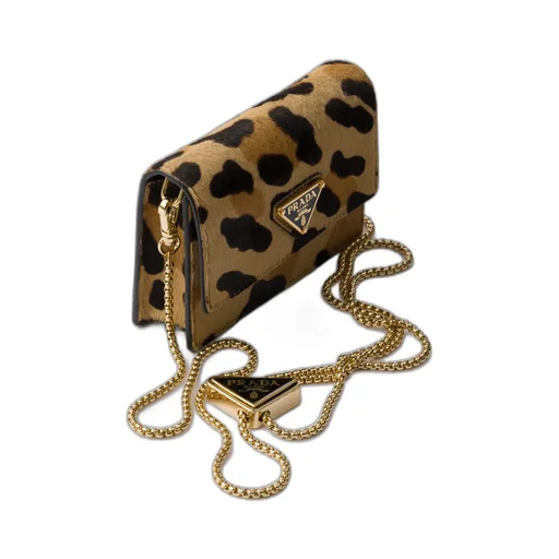 Printed Leather Card Holder With Shoulder Strap