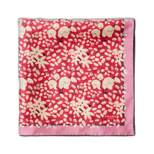 Printed Silk Twill Scarf, 55 X 55 Cm