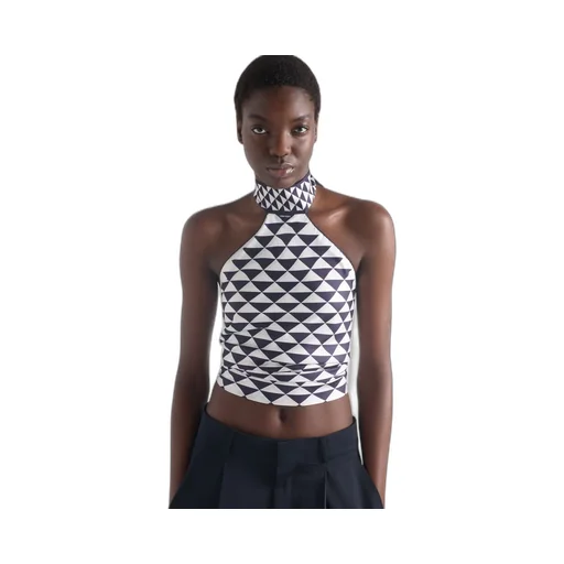 Printed Silk Twill Halter Top