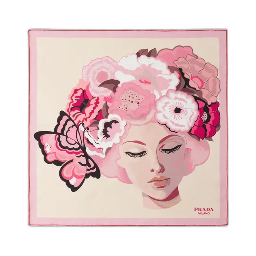 Printed Silk Twill Scarf 55X55