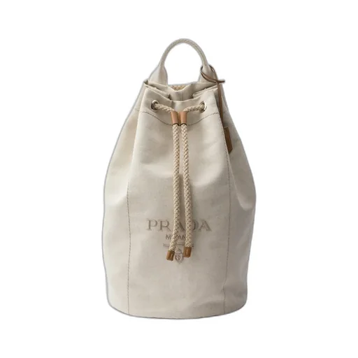 Linen Blend Drawstring Duffel Bag