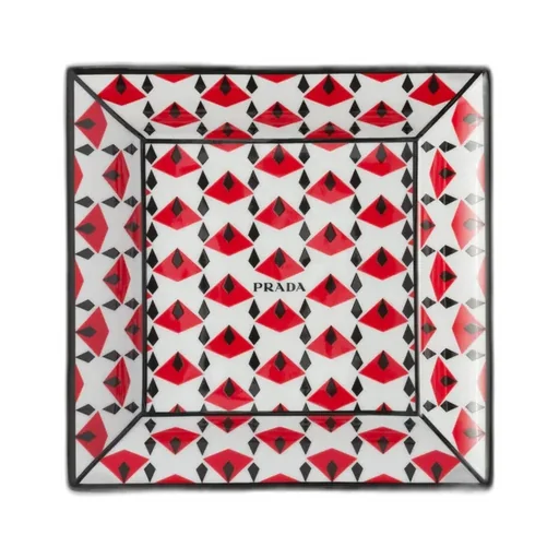 Large Square Porcelain Catchall Tray - Vienna Red