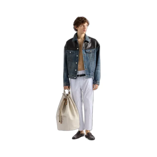 Linen Blend Drawstring Duffel Bag