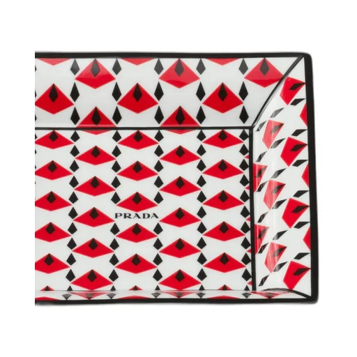 Large Square Porcelain Catchall Tray - Vienna Red