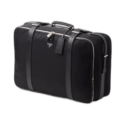 Small Re-Nylon And Saffiano Leather Suitcase
