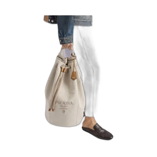 Linen Blend Drawstring Duffel Bag